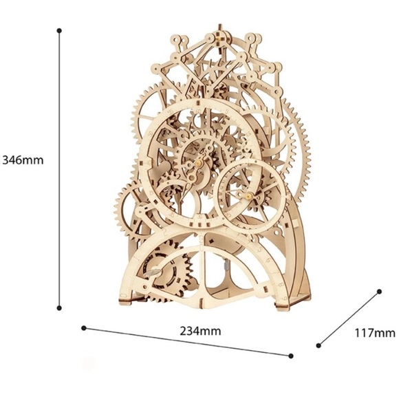 Pendulum Clock Assembly Puzzle Mechanical Wooden Gear ROKR Engineering Kit Toys - Picture 3 of 4